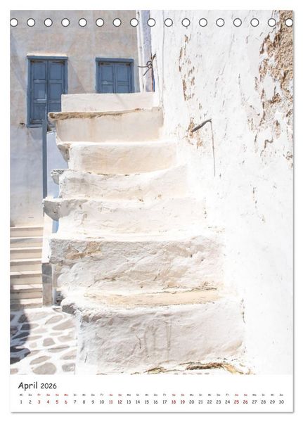 Produktbild: Treppauf, treppab in den Altstadtgassen von Mykonos (Tischkalender 2026 DIN A5 hoch), CALVENDO Monatskalender