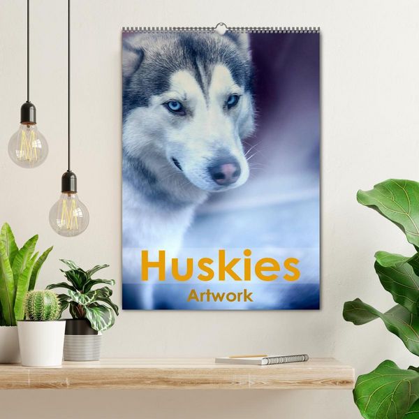 Produktbild: Huskies - Artwork (Wandkalender 2026 DIN A2 hoch), CALVENDO Monatskalender