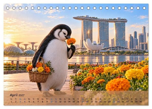 Produktbild: Pinguins gro&szlig;e Weltreise (Tischkalender 2027 DIN A5 quer), CALVENDO Monatskalender