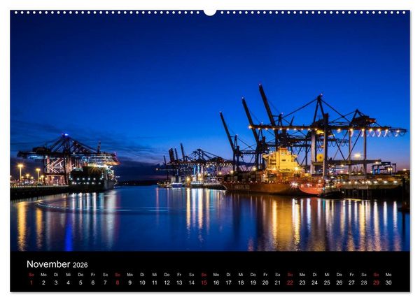 Produktbild: Der Hafen Hamburg bei Tag und Nacht (Wandkalender 2026 DIN A2 quer), CALVENDO Monatskalender