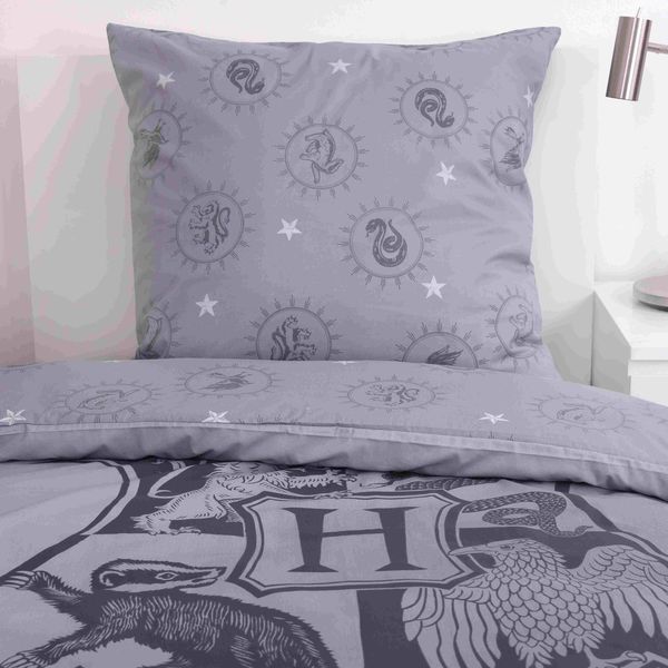 Produktbild: Harry Potter 4474456050 - Bettw&auml;sche grau - Aktion, 80x80 cm + 135x200 cm, 100% Baumwolle