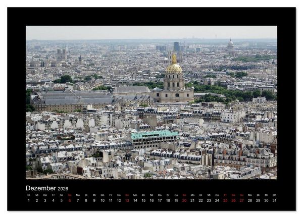 Produktbild: Paris von oben (Wandkalender 2026 DIN A2 quer), CALVENDO Monatskalender