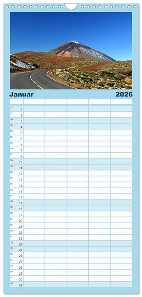 Produktbild: Familienplaner 2026 - Teneriffa Insel der Gl&uuml;ckseeligen mit 5 Spalten (Wandkalender, 21 x 45 cm) CALVENDO