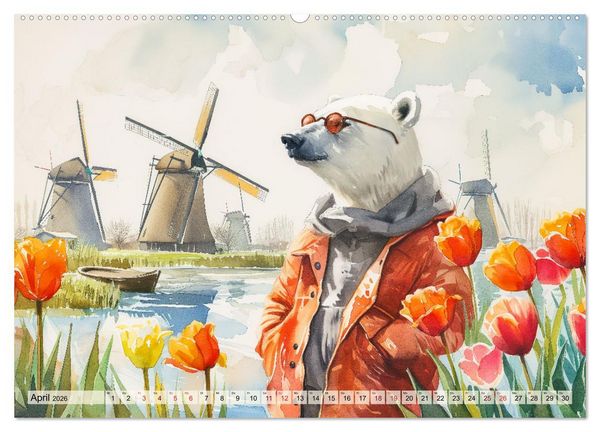 Produktbild: Eisb&auml;r Eik auf Europareise (Wandkalender 2026 DIN A2 quer), CALVENDO Monatskalender
