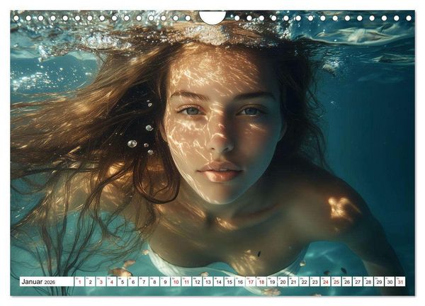 Produktbild: Aqua Desire &ndash; KI-Sch&ouml;nheiten unter Wasser (Wandkalender 2026 DIN A4 quer), CALVENDO Monatskalender