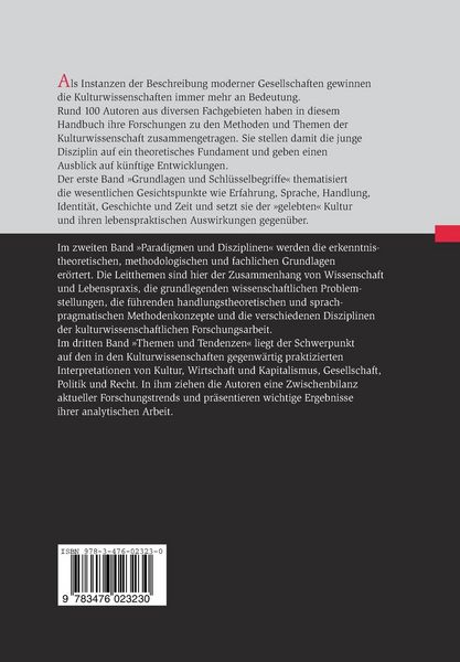 Produktbild: Handbuch der Kulturwissenschaften