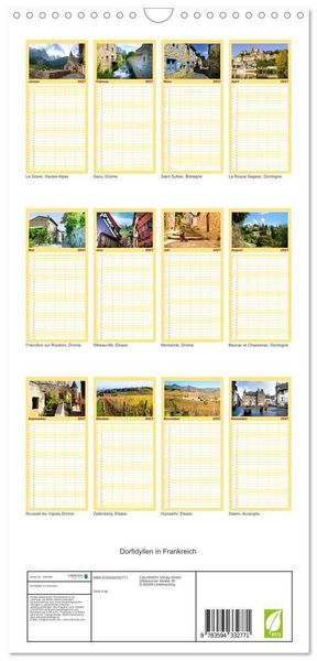 Produktbild: Familienplaner 2027 - Dorfidyllen in Frankreich mit 5 Spalten (Wandkalender, 21 x 45 cm) CALVENDO