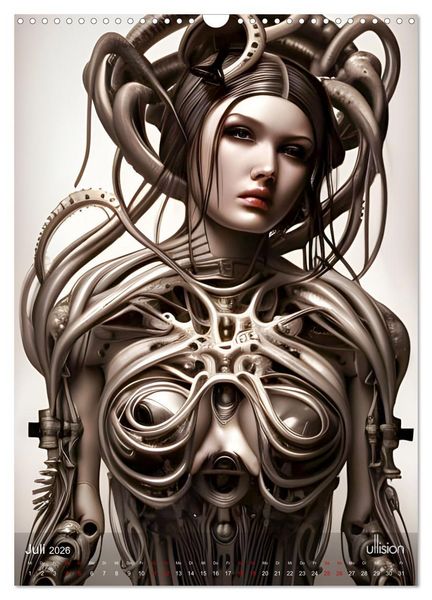 Produktbild: Biomechanic Portrait - Sch&ouml;nheit zwischen Mensch und Maschine (Wandkalender 2026 DIN A3 hoch), CALVENDO Monatskalender