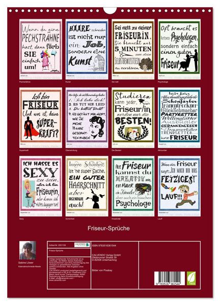 Produktbild: Friseur-Spr&uuml;che (Wandkalender 2026 DIN A3 hoch), CALVENDO Monatskalender