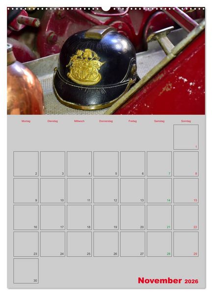 Produktbild: Alte Feuerwehrhelme - Terminplaner (hochwertiger Premium Wandkalender 2026 DIN A2 hoch), Kunstdruck in Hochglanz