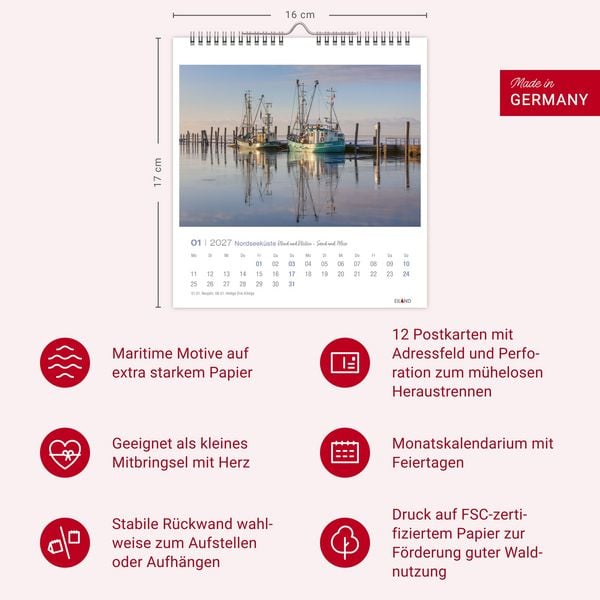 Produktbild: Nordseek&uuml;ste Postkartenkalender 2027 - Wind und Wellen - Sand und Meer