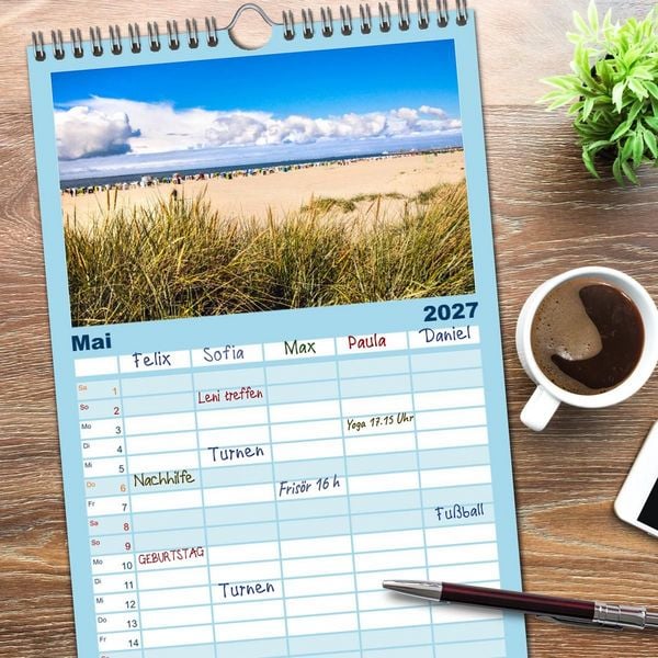 Produktbild: Familienplaner 2027 - Norden-Norddeich. Maritime Orte mit Flair mit 5 Spalten (Wandkalender, 21 x 45 cm) CALVENDO