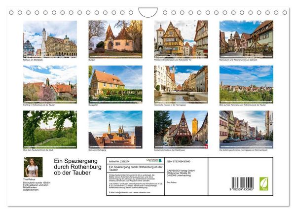 Produktbild: Ein Spaziergang durch Rothenburg ob der Tauber (Wandkalender 2027 DIN A4 quer), CALVENDO Monatskalender