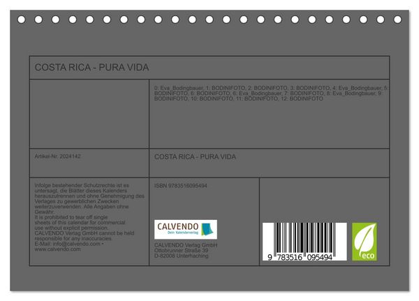 Produktbild: COSTA RICA - PURA VIDA (Tischkalender 2026 DIN A5 quer), CALVENDO Monatskalender