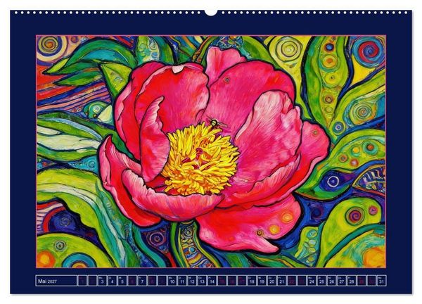 Produktbild: Bl&uuml;ten im verspielten Jugendstil (hochwertiger Premium Wandkalender 2027 DIN A2 quer), Kunstdruck in Hochglanz