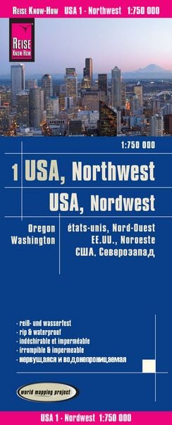 Produktbild: Reise Know-How Landkarte USA 01, Nordwest (1:750.000) : Washington und Oregon