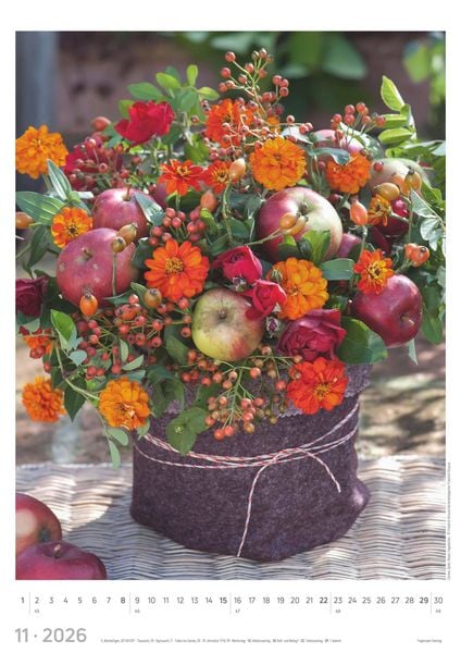 Produktbild: Blumen 2026 - Bildkalender A3 (29,7x42 cm) - Flowers - mit Feiertagen (DE/AT/CH) - Wandkalender - Blumenkalender