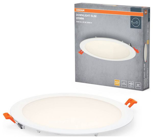 Produktbild: OSRAM HOMELIGHTING 4099854444968 Downlight Slim 225mm 22W 3000K LED-Deckenleuchte 22.00 W Wei&szlig;