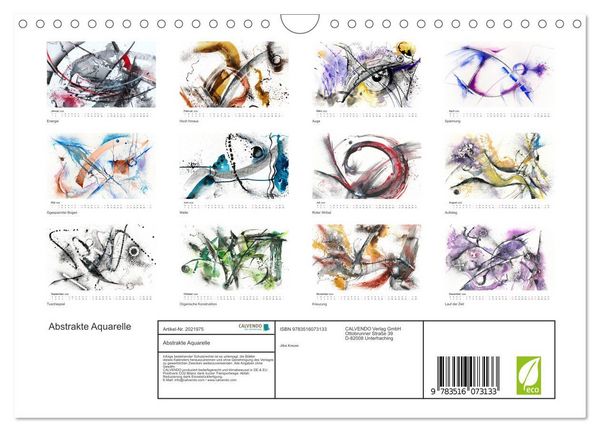 Produktbild: Abstrakte Aquarelle (Wandkalender 2026 DIN A4 quer), CALVENDO Monatskalender