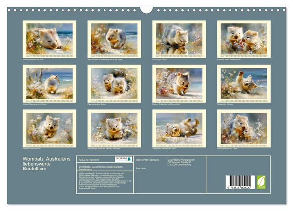 Produktbild: Wombats. Australiens liebenswerte Beuteltiere (Wandkalender 2027 DIN A3 quer), CALVENDO Monatskalender