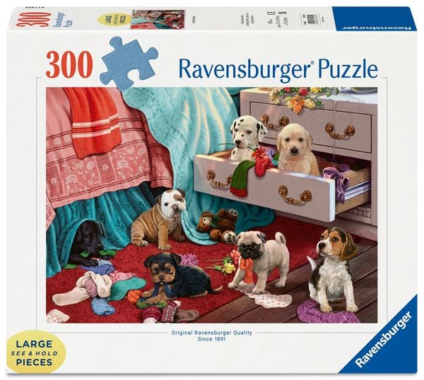Erwachsenenpuzzle 300 Teile Large Pieces - Freche Welpen