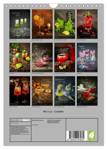 Produktbild: Mix it up - Cocktails (Wandkalender 2026 DIN A4 hoch), CALVENDO Monatskalender