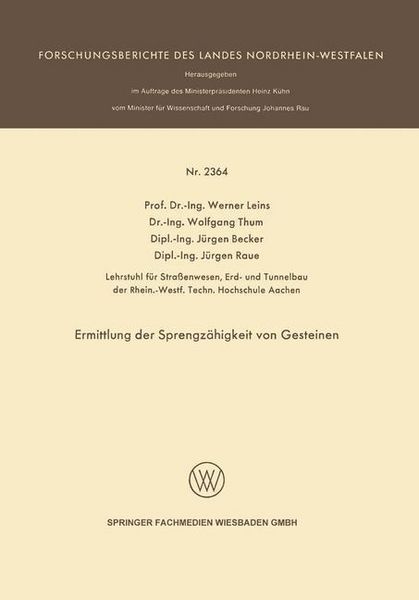 Produktbild: Ermittlung der Sprengz&auml;higkeit von Gesteinen