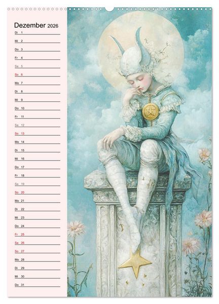 Produktbild: Tarot Wunderwelten. Surrealistische und magische Tarot-Kunst (Wandkalender 2026 DIN A2 hoch), CALVENDO Monatskalender