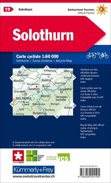 Produktbild: K&uuml;mmerly+Frey Velokarte 19 Solothurn 1:60.000