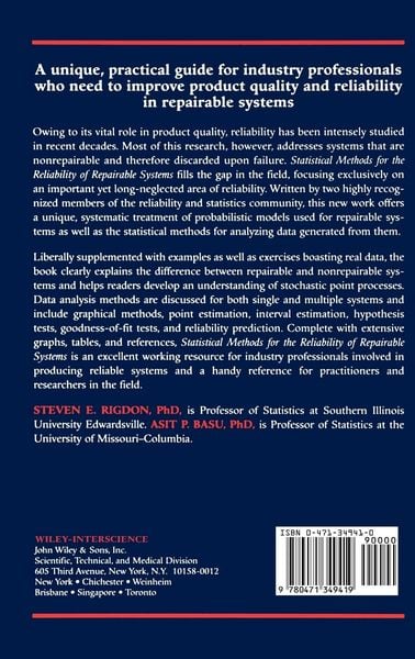 Produktbild: Statistical Methods for the Reliability of Repairable Systems