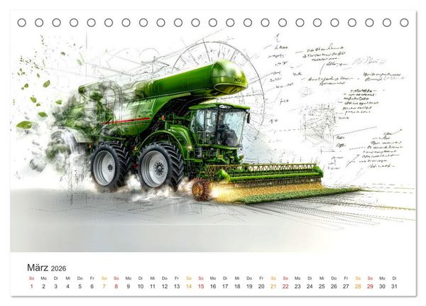 Produktbild: M&auml;hdrescher - Design Studien (Tischkalender 2026 DIN A5 quer), CALVENDO Monatskalender