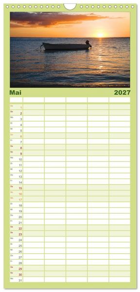 Produktbild: Familienplaner 2027 - Mauritius mit 5 Spalten (Wandkalender, 21 x 45 cm) CALVENDO