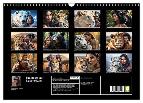 Produktbild: Raubtiere auf Kuschelkurs (Wandkalender 2026 DIN A3 quer), CALVENDO Monatskalender