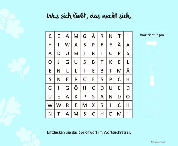 Produktbild: Wortsuchr&auml;tsel f&uuml;r Senioren mit vertrauten Sprichw&ouml;rtern. Spiele-Spa&szlig;, Besch&auml;ftigung und Ged&auml;chtnistraining f&uuml;r Senioren. Auch mit Demenz. Gro&szlig;druck.