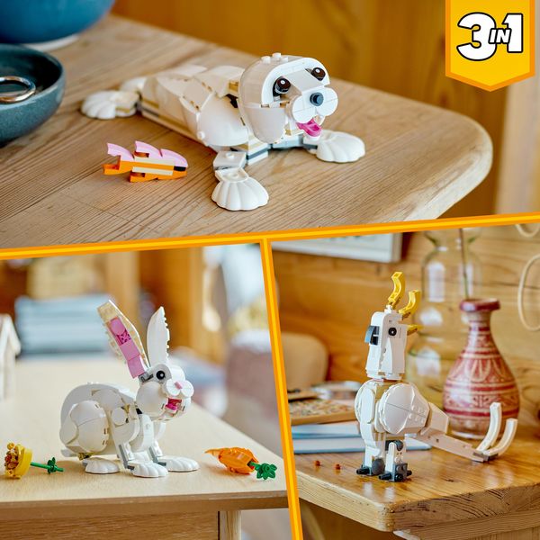 LEGO Creator 3in1 31133 Weißer Hase Tierspielzeug Konstruktionsspielzeug