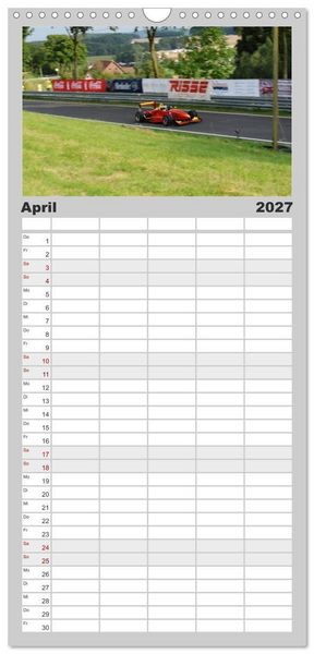 Produktbild: Familienplaner 2027 - Formelrennwagen am Berg mit 5 Spalten (Wandkalender, 21 x 45 cm) CALVENDO