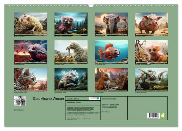 Produktbild: Galaktische Wesen (Wandkalender 2026 DIN A2 quer), CALVENDO Monatskalender