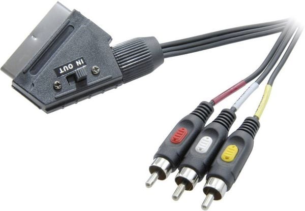 Produktbild: SpeaKa Professional SCART / Composite Cinch TV, Receiver Anschlusskabel [1x SCART-Stecker - 3x Cinch-Stecker] 2 m Schwarz