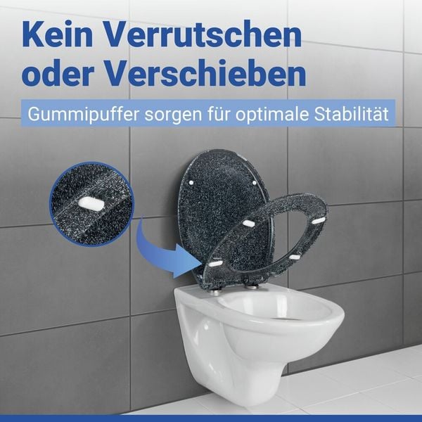 Produktbild: WC Sitz Mod. Ottana Granit, Toilettendeckel mit Absenkautomatik