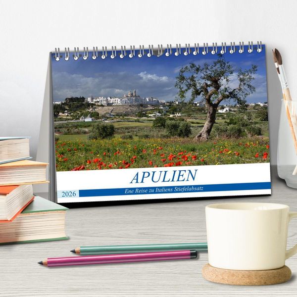 Produktbild: Apulien - Eine Reise zu Italiens Stiefelabsatz (Tischkalender 2026 DIN A5 quer), CALVENDO Monatskalender