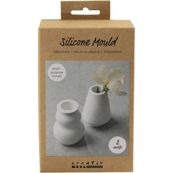 Produktbild: Creativ Company Silikonform, Vase und Kerzenhalter, H 7,5 cm, D 5,5 cm, Matt transparent, 2 Stk