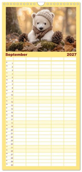 Produktbild: Familienplaner 2027 - Kleiner Eisb&auml;r und die gro&szlig;e Welt mit 5 Spalten (Wandkalender, 21 x 45 cm) CALVENDO