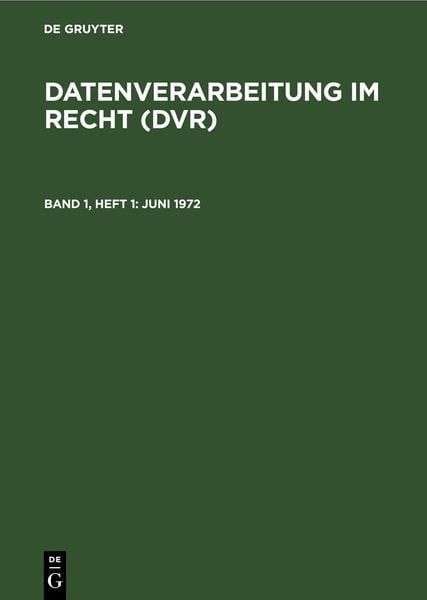 Produktbild: Datenverarbeitung im Recht (DVR) / Juni 1972
