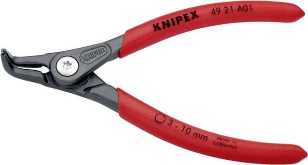 Produktbild: Knipex 49 21 A01 Seegeringzange Passend f&uuml;r (Seegeringzangen) Au&szlig;enringe 3-10 mm Spitzenform (Details) abgewinkelt 90&deg;