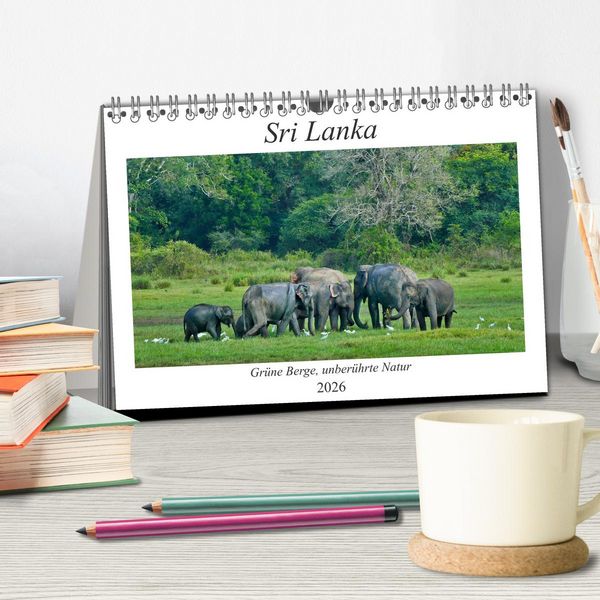 Produktbild: Sri Lanka, Gr&uuml;ne Berge - unber&uuml;hrte Natur (Tischkalender 2026 DIN A5 quer), CALVENDO Monatskalender