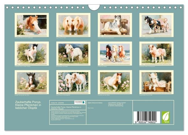 Produktbild: Zauberhafte Ponys. Kleine Pferdchen in lieblicher &Ouml;loptik (Wandkalender 2027 DIN A4 quer), CALVENDO Monatskalender