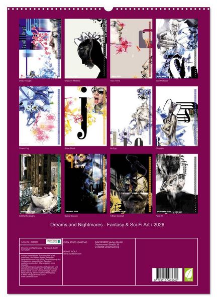 Produktbild: Dreams and Nightmares - Fantasy & Sci-Fi Art / 2026 (hochwertiger Premium Wandkalender 2026 DIN A2 hoch), Kunstdruck in Hochglanz