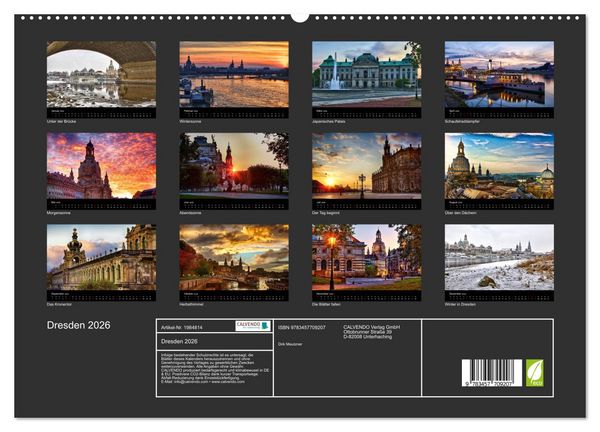 Produktbild: Dresden 2026 (hochwertiger Premium Wandkalender 2026 DIN A2 quer), Kunstdruck in Hochglanz