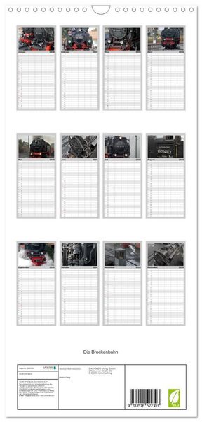 Produktbild: Familienplaner 2026 - Die Brockenbahn mit 5 Spalten (Wandkalender, 21 x 45 cm) CALVENDO