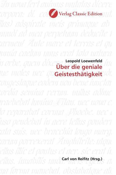 Produktbild: Loewenfeld, L: &Uuml;ber die geniale Geistesth&auml;tigkeit